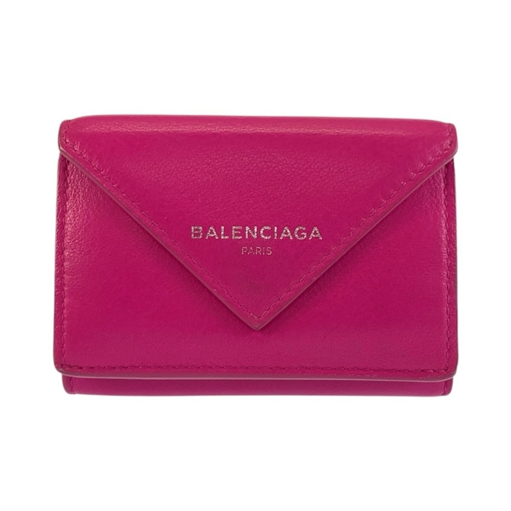 BALENCIAGA Paper Pink Leather 391446 Folding Wallet Compact for Women